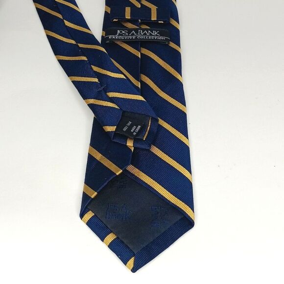 JOS. A. BANK Men’s Navy Gold Stripe Silk Tie Executive Classic Office - Picture 4 of 7